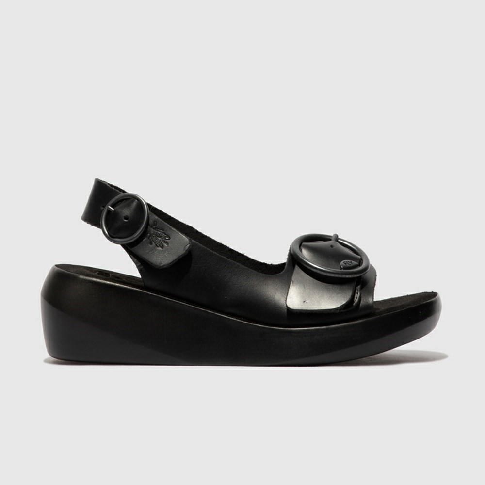 Sandalias Fly London Berk754fly Mujer Negras | 7591-YXGCV