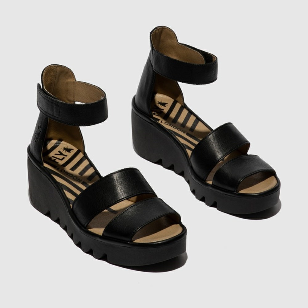 Sandalias Fly London Bono290Fly Mujer Negras | 3279-RNGHQ