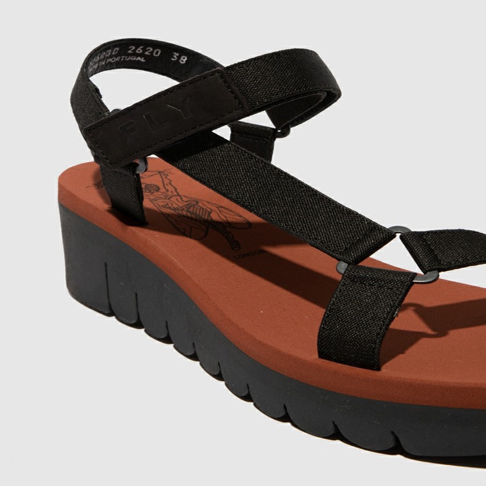 Sandalias Fly London Yefa726fly Mujer Negras | 0497-APHDX